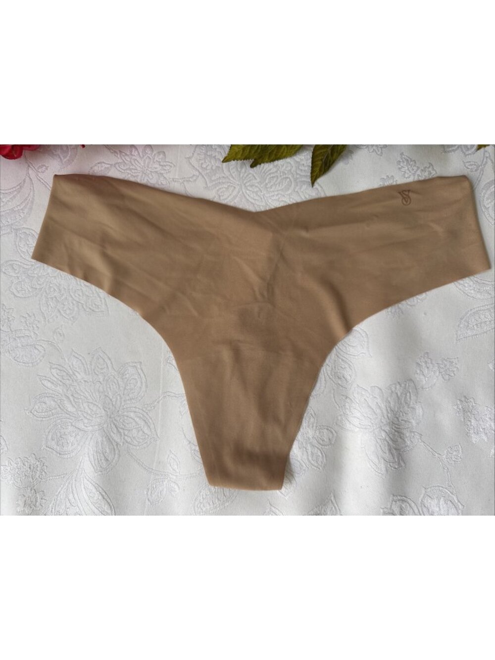 VICTORIA'S SECRET L NUDE SEAMLESS THONG WIDE STRING PANTIES SUMMER NWT